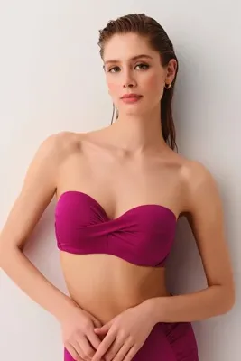 SUWEN Kalın Bağcıklı Straplez Bikini Üst
