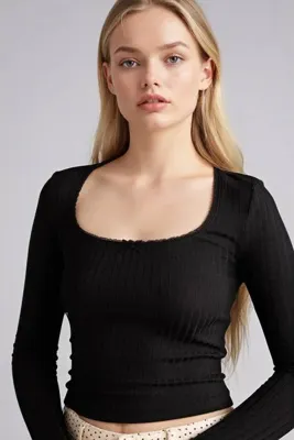 DeFacto Fitted U Yaka Uzun Kollu Tişört G9722AX26SP