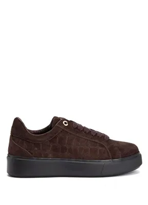 Divarese Kahverengi Kroko Baskılı Kadın Süet Sneaker