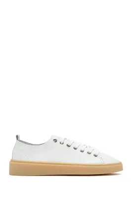 Derimod Erkek Beyaz Bağcıklı Deri Sneaker