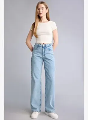 Defacto Straight Wide Yüksek Bel Düz ve Geniş Paça Jean Pantolon H3095AX26SM
