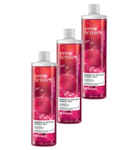 Avon Senses Rapsberry Delight Frambuaz Ve Frenk Üzümü Kokulu Duş Jeli 500 Ml. Üçlü Set