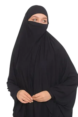 Altobeh Kollu Sufle Çarşaf Üstü Peçeli Pratik Tesettür Hijab - Nikaplı Namaz Örtüsü