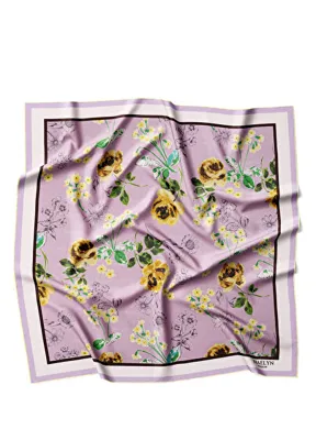 Braelyn London Lavender Rose Twill Desenli  İpek Kadın Eşarp 
