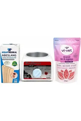 ayizi ProDerm +Plus Profesyonel Ağda Seti, Wax Heater 45 + vi-vet Pudralı Granül Sir El Ağdası 250g + 100