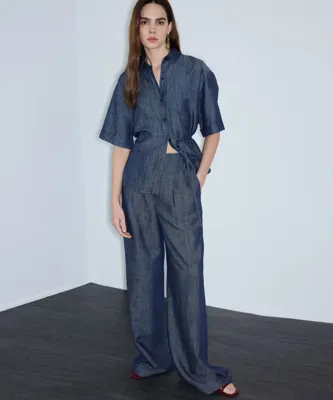 İpekyol Denim görünümlü wide leg pantolon