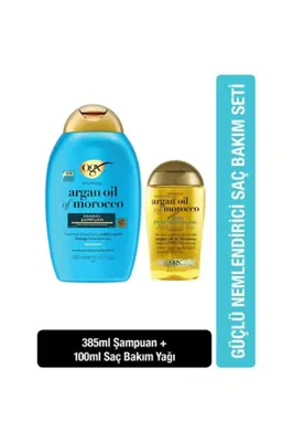 OGX Argan Oil of Morocco Onarıcı Sülfatsız Şampuan 385 ml + Yenileyici Saç Bakım Yağı 100 ml