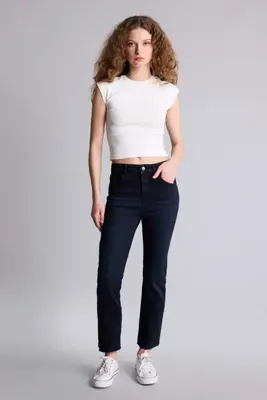 Defacto Crop Flare Fit Orta Bel Kısa Çan Paça Jean Pantolon G2217AX25WN
