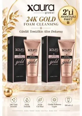XAURA GLOBAL 24K Gold Foam Cleansing 100 ml 2 Adet