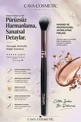 CAVA COSMETİC Hassas ve Profesyonel Aydınlatma Fırçası - Açılı Harmanlama ve Far Geçiş Fırçası