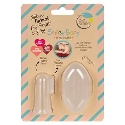 BioSmile Smiley Baby Silikon Parmak Fırça - Şeffaf