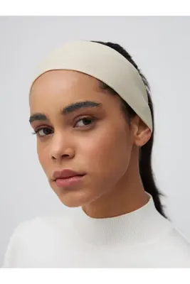 Femple Modest Bambu Fitilli Bandana Bone | Renk: Kırık Beyaz | Bandana Ribbed