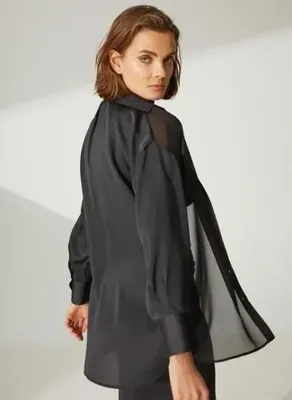 Didem Soydan X Fabrika Oversize Düz Siyah Kadın Gömlek D121