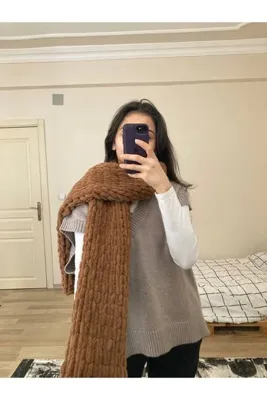 Moda Biçer El Örgüsü Puffy Atkı Şal
