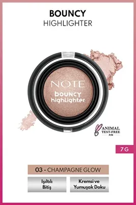 Note Cosmetics Note Bouncy Highlighter Yumuşak Kremsi Aydınlatıcı 03 Champagne Glow