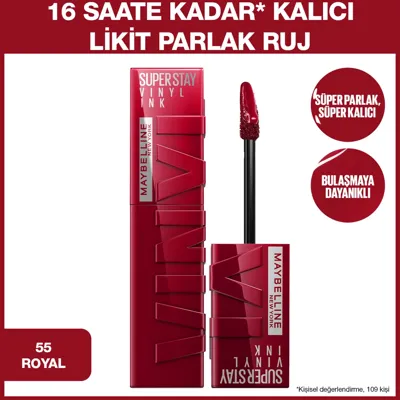 Maybelline New York Maybelline Super Stay Vinyl Ink Uzun Süre Kalıcı Likit Parlak Ruj No:55 Royal 1 adet