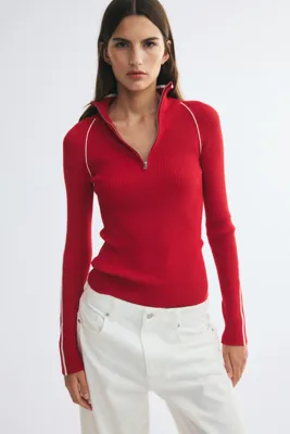 H&M Üstte Fermuarlı ve Yarım Balıkçı Yakalı Üst