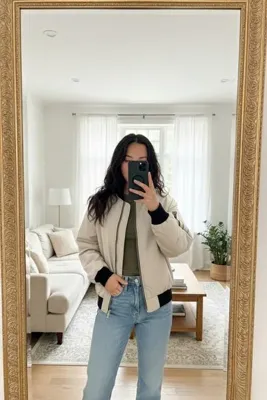 Ceylen Oversize Fermuarlı Bomber Ceket