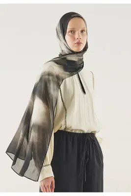 Fresh Scarfs Pure Flow Desen Soft Viskon Şal Vizon