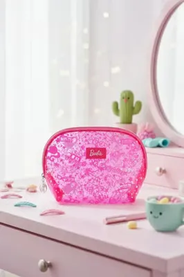 Barbie Lisanslı Yarı Saydam Makyaj Çantası – Gül Kırmızısı (20 Cm)