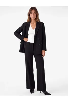 Koton Uzun Kollu Cepli Viskon Karışımlı Düğmeli Oversize Kruvaze Yaka Blazer Ceket