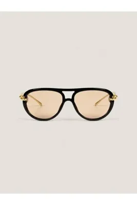 Eyemood Unisex Pilot Güneş Gözlüğü Siyah Çerçeve Bej Cam Sasha C3