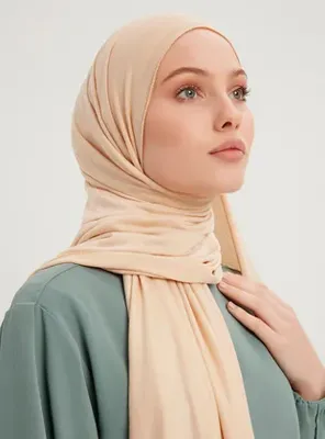 Schaless Likralı Penye Şal - Bej - ŞALESS