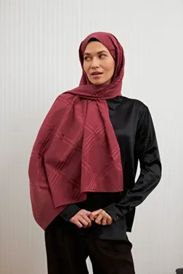 MİRSOY SCARF Aura Desen Pamuk Jakar Şal-Gül