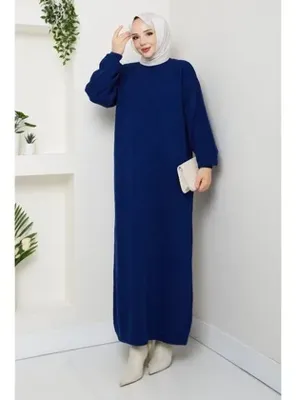 Pamuk Butik Kadın Halka Desenli Triko Elbise