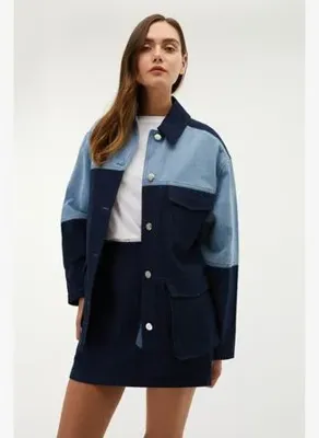 Mudo RENK BLOKLU OVERSIZE JEAN CEKET