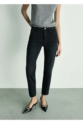 MANGO Woman Newmom confort yüksek belli jean pantolon