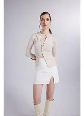 Holly Lolly Mini Boy Yırtmaç Detaylı Panky Etek Beyaz
