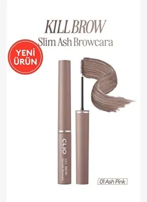 CLIO Ultra İnce Fırçalı, Yoğun Pigmentli Kaş Maskarası CLIO Kill Brow Slim Ash Browcara (01 Ash Pink)