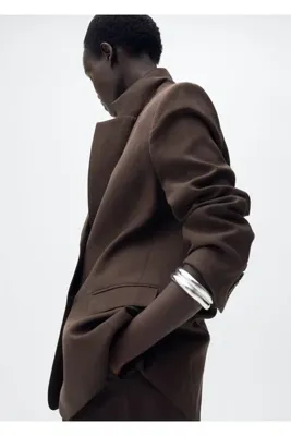 MANGO Woman Düz Kesim Lyocell Blazer Ceket