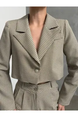 Bak'ap Oversize Daddy Premium Astarlı  Ekoseli Pötikare  Blazer Ceket