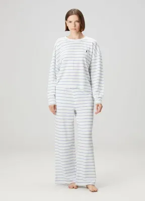 Polo Ralph Lauren-Lingerie Mavi Beyaz Çizgili Pijama Seti
