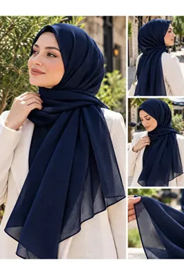 ŞALSERA İpek krep şifon şal lacivert