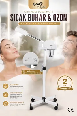 Nano Absolute Lal Ayaklı Ve Ozonlu Yüz Buhar Makinesi Sıcak Vapozon Cilt Bakım Dokunmatik Ekran