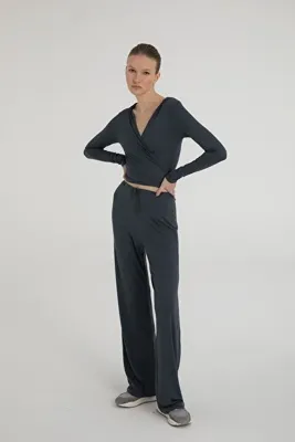 SHEISMONO Ultra Soft Bağcıklı Pantolon Füme