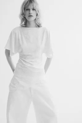 H&M Asymmetric jacquard-jersey top
