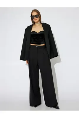 Koton Kadife Straplez Büstiyer Kalp Yaka Saten Detaylı Slim Fit