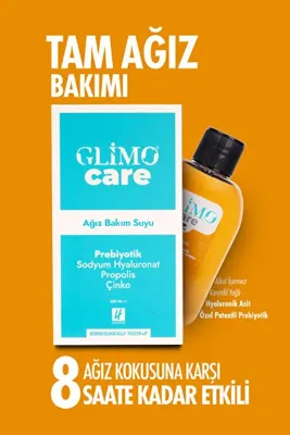 Glimo Care Doğal Alkolsüz Ağız Bakım Suyu | 8 Saat Ferah Nefes & Güçlü Koruma | Bitkisel Çözüm 250 ml