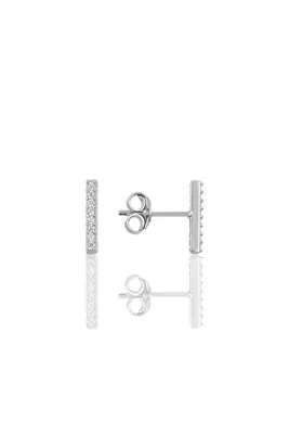 Söğütlü Silver Gümüş Rodyumlu Çizgi Küpe Sgtl9733rodaj