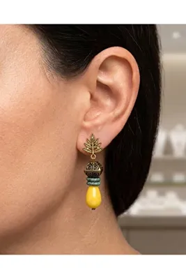 Cocopelli Concept El Yapımı Otantik Sarı Küpe