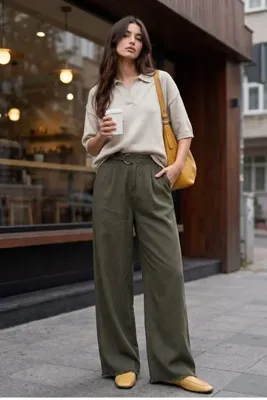 macharel jeans Çıtçıt Kapamalı Cepli Gabardin Pamuk Haki Pantolon