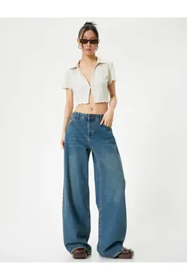 Koton Crop Polo Tişört Kısa Kollu Slim Fit