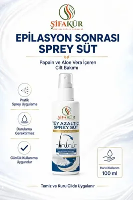 Şifakür Bitkisel Sağlık Ürünleri Epilasyon Sonrası Bakım Spreyi 100 ml Papain ve Aloe Veralı Süt Sprey