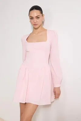 TRENDYOLMİLLA Açık Pembe Bağlama Detaylı Mini Dokuma Elbise TWOSS26EL00073