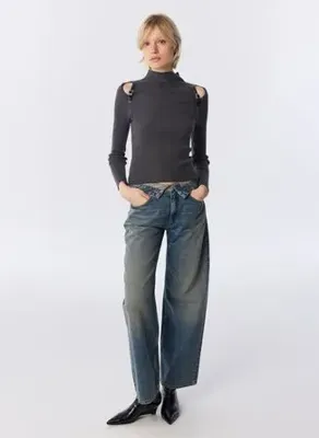 Twist TW6260050274 Antrasit Kadın Dik Yaka Slim Fit Triko Kazak