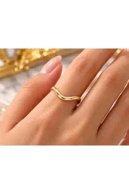 Genel Markalar Yassı Gold Renk Ayarlanabilir Yüzük